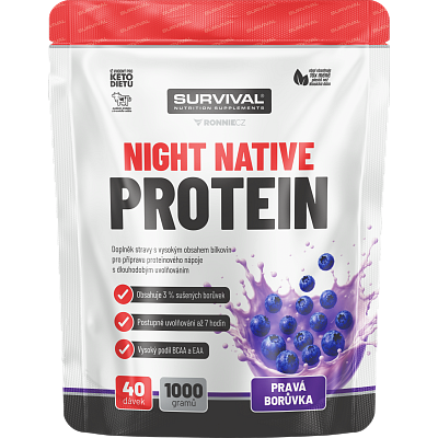 Night Native Protein - 1000 g, pravá borůvka