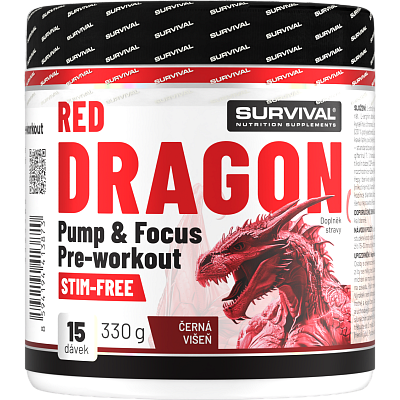 Red Dragon Pump & Focus Pre-workout - 330 g, černá višeň