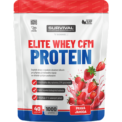 Elite Whey CFM Protein - 1000 g, pravá jahoda